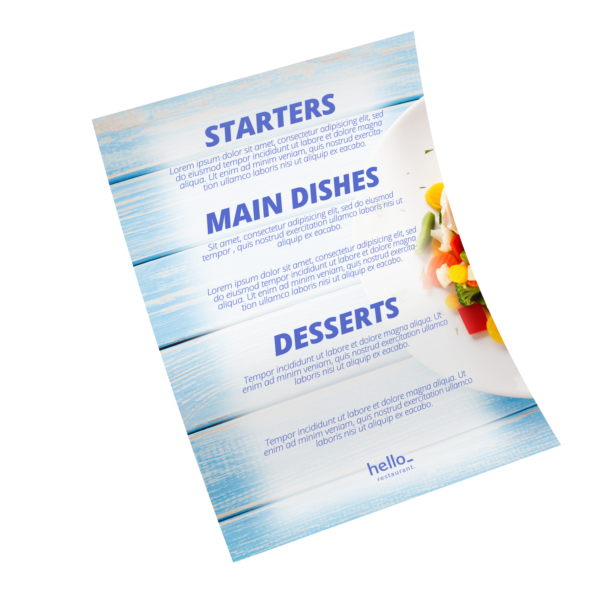 Cartas de menú sin pliegues