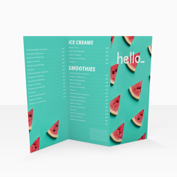 Cartas de restaurante pliegue acordeón