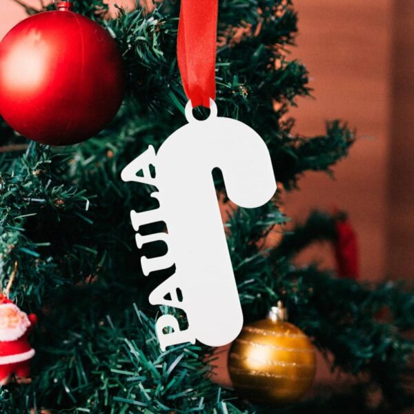 Bastón de Navidad Blanco Personalizado