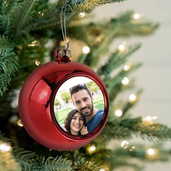 Bola de Navidad Roja Personalizada con Foto