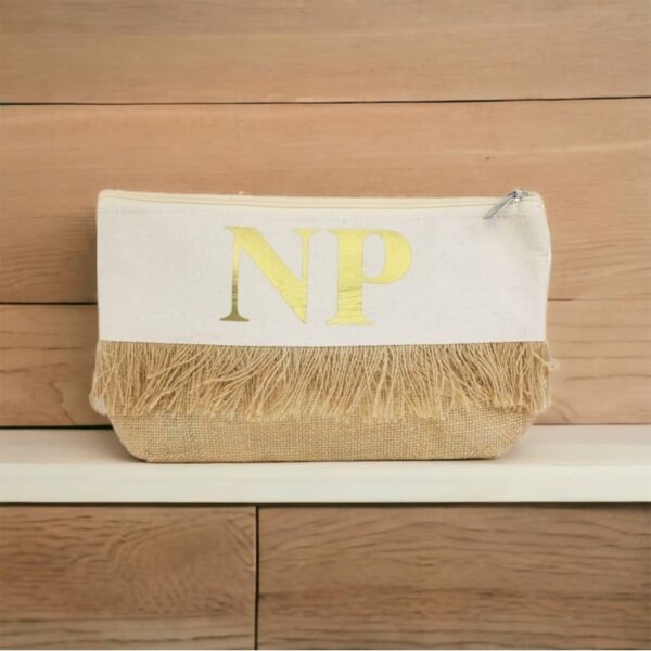 Bolso Neceser Personalizado Dorado con Flecos