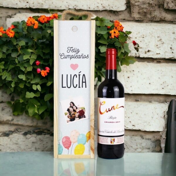 Caja 1 Botella de vino personalizada con foto...