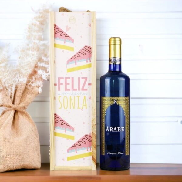 Caja 1 Botella de vino personalizada “Feliz...