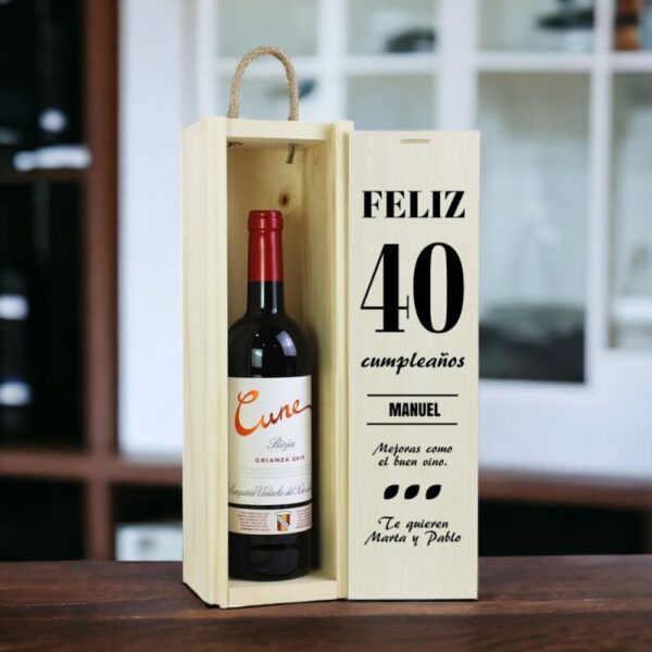 Caja Botella de vino Rioja Feliz Cumpleaños