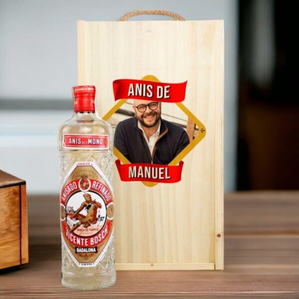 Caja Regalo Personalizada Botella Anís del Mono