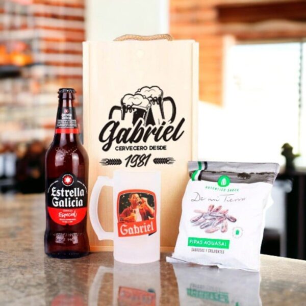 Caja Regalo Cerveza y Jarra personalizada