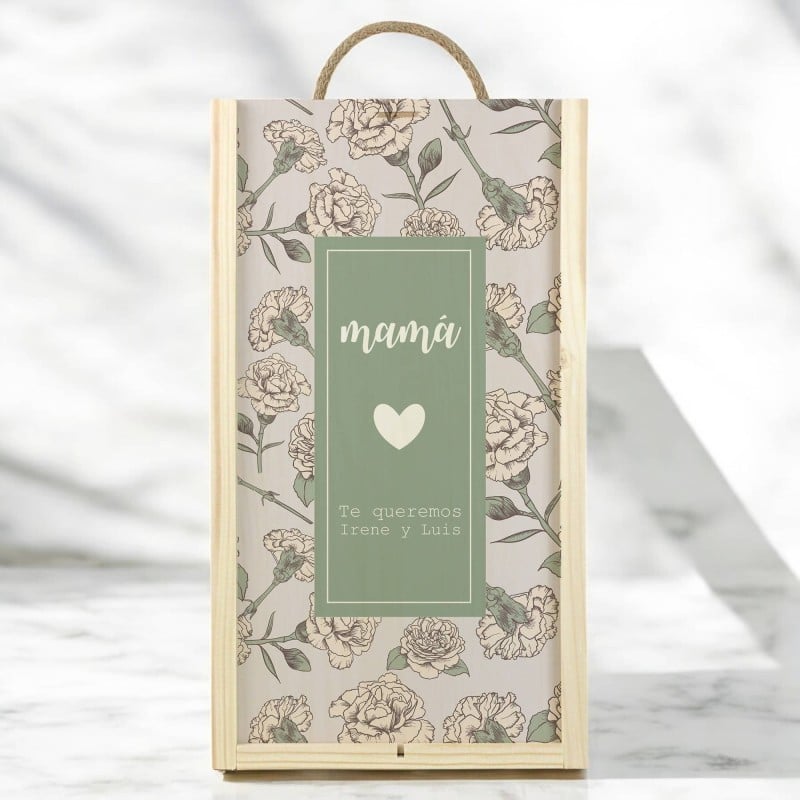 Caja Regalo Personalizada 2 Vinos Blancos Floral - Imagen 2