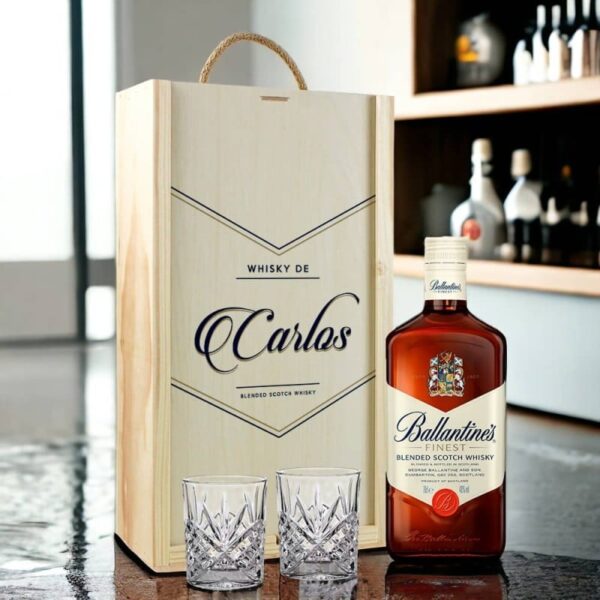 Caja Regalo Personalizada Ballantines + Vasos