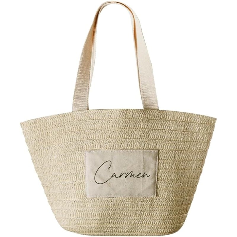 Capazo Playa de Yute Personalizada con Nombre - Imagen 2