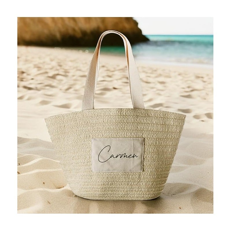 Capazo Playa de Yute Personalizada con Nombre - Imagen 3