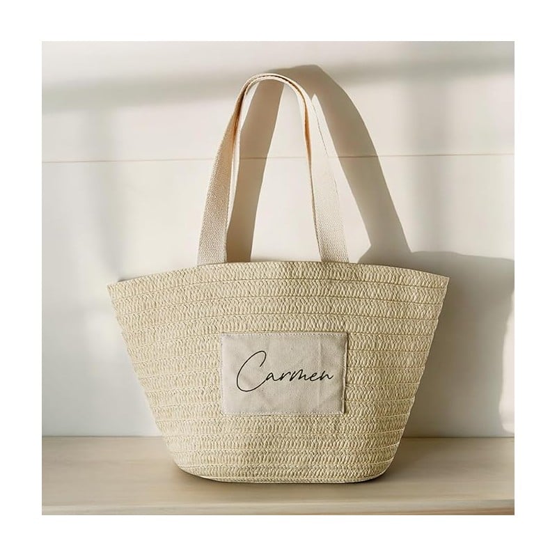 Capazo Playa de Yute Personalizada con Nombre - Imagen 4