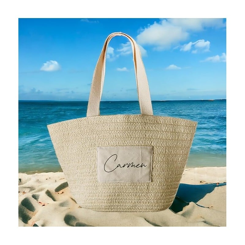 Capazo Playa de Yute Personalizada con Nombre - Imagen 5