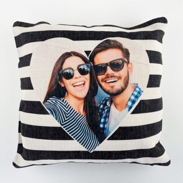 Cojín Corazón a rayas 40 x 40 Impresión a 2 caras