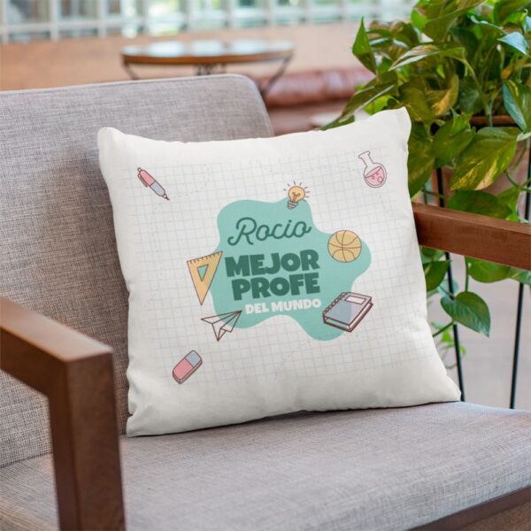 Cojín Personalizado 40 x 40 Mejor Profe del Mundo