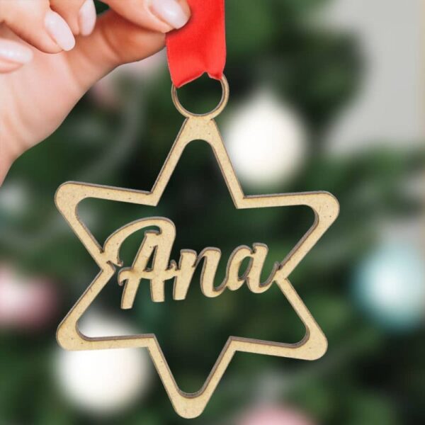 Estrella de Navidad en Madera Personalizada con...