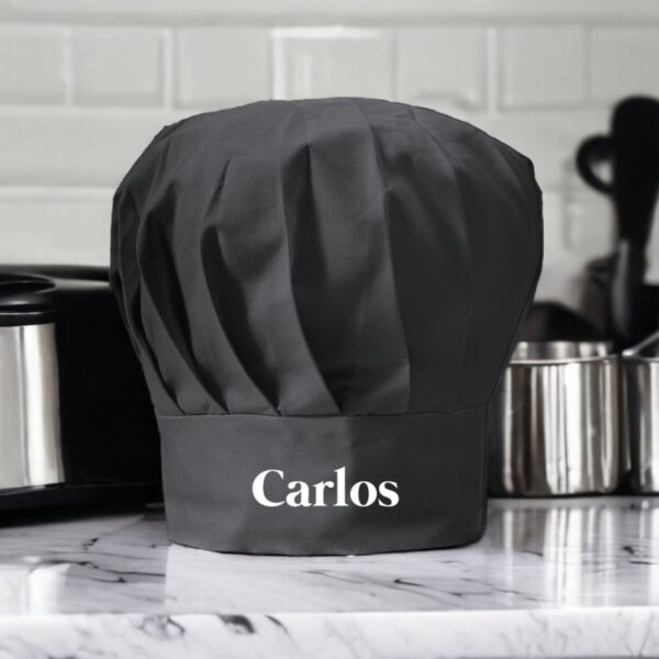 Gorro de Cocina Negro tipo Francés Personalizado