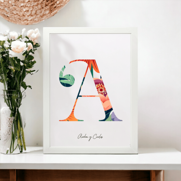 Lámina Personalizada Inicial Floral