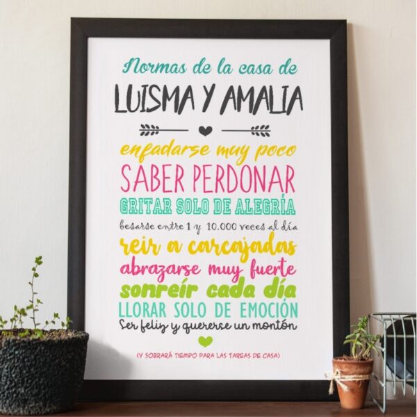 Lámina Personalizada Normas de casa