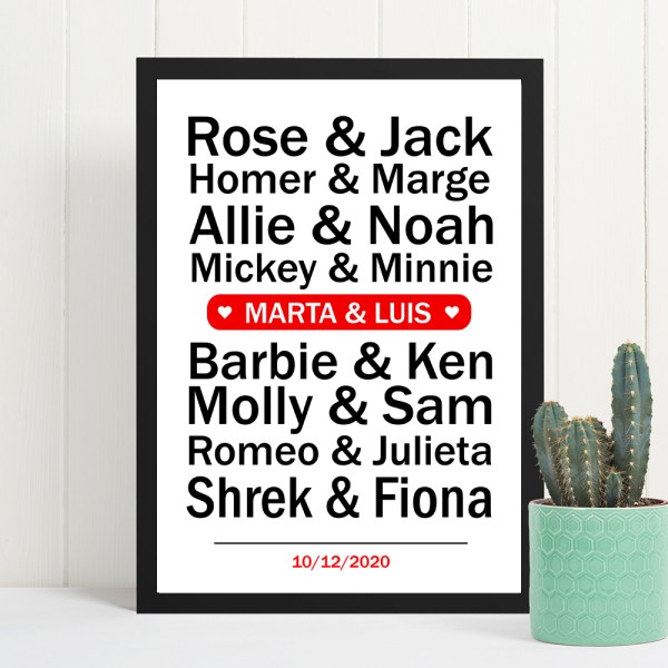 Lámina Personalizada Parejas Famosos