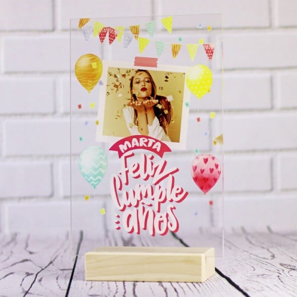 Lámina Transparente Personalizada Feliz Cumpleaños