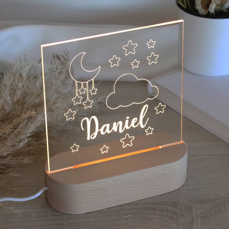 Lámpara Led Personalizada Luna y Estrellas - Imagen 2