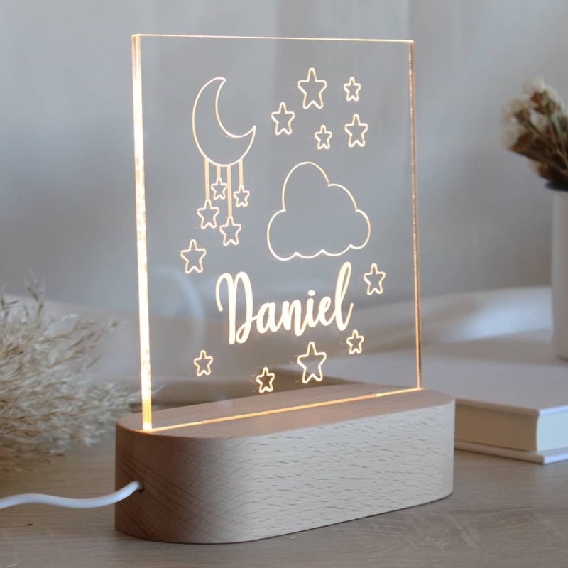 Lámpara Led Personalizada Luna y Estrellas - Imagen 3