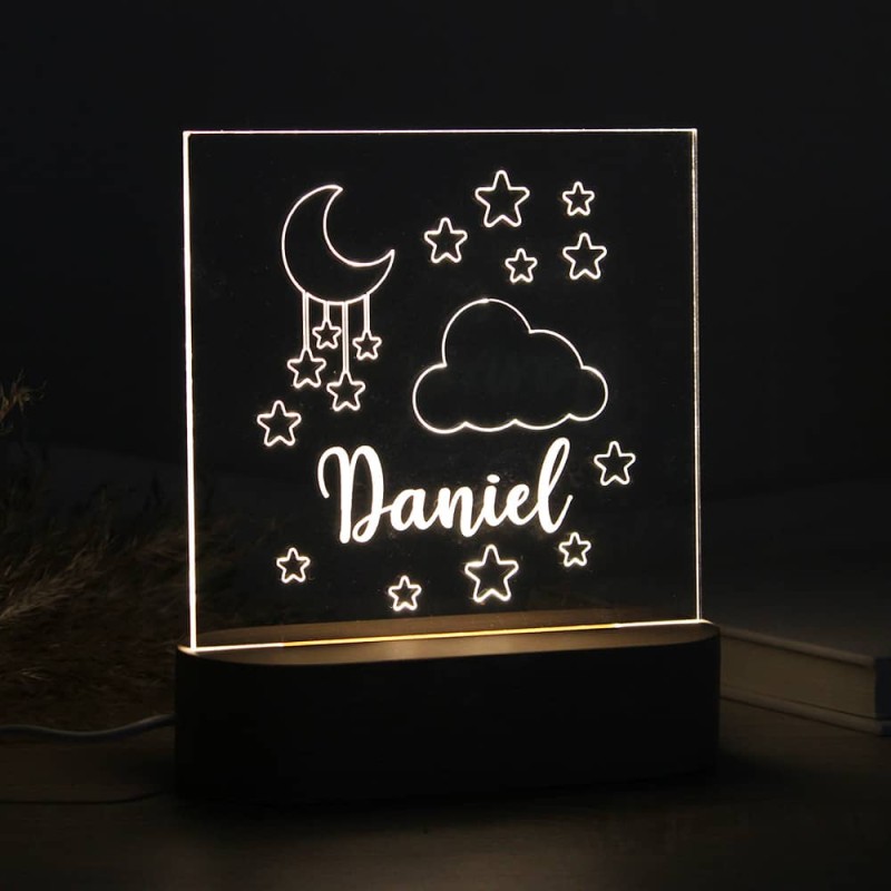 Lámpara Led Personalizada Luna y Estrellas - Imagen 4