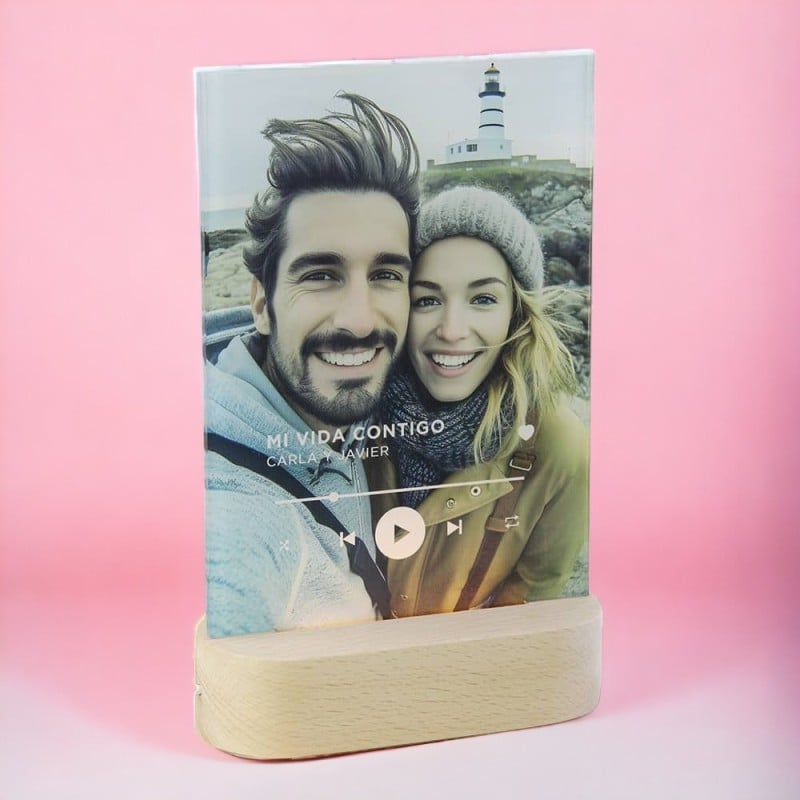 Lámpara Personalizada Foto y Texto con Base de...