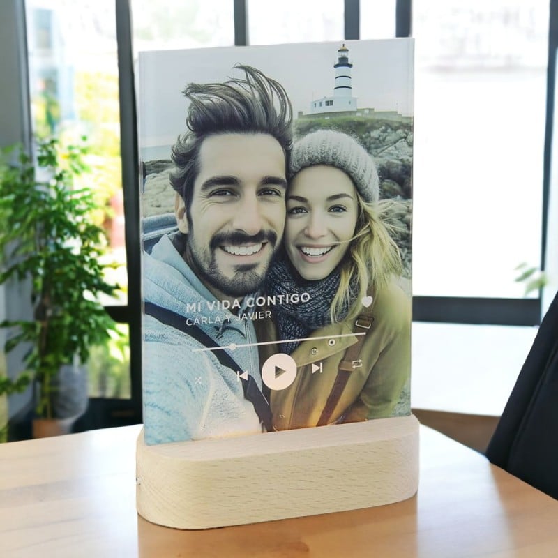 Lámpara Personalizada Foto y Texto con Base de... - Imagen 2