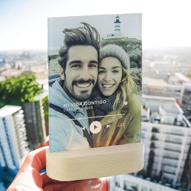 Lámpara Personalizada Foto y Texto con Base de... - Imagen 3