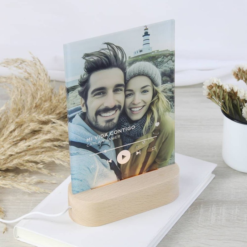 Lámpara Personalizada Foto y Texto con Base de... - Imagen 4