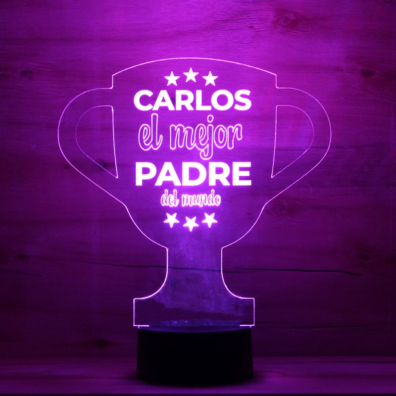 Lámpara Personalizada El Mejor Padre del Mundo - Imagen 2