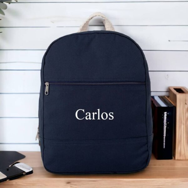 Mochila Personalizada Azul Marino 100% Algodón