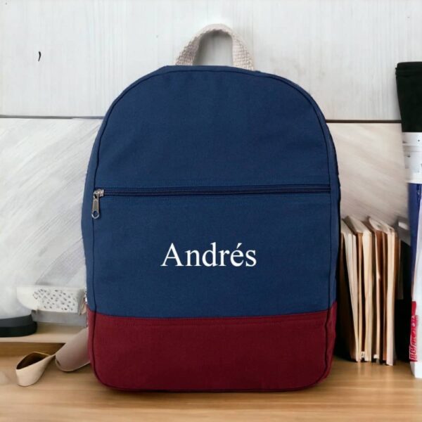 Mochila Personalizada Azul y Roja 100% Algodón