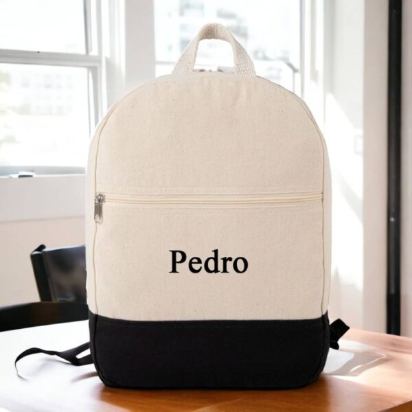 Mochila Personalizada Natural y Negro 100% Algodón