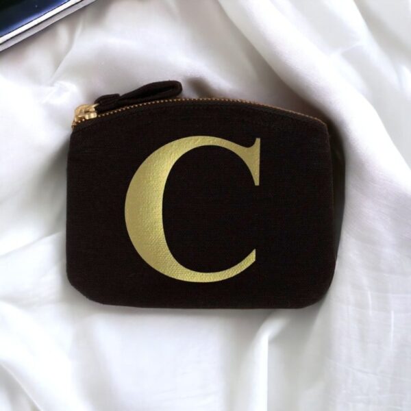 Monedero Pequeño Negro Personalizado con Inicial