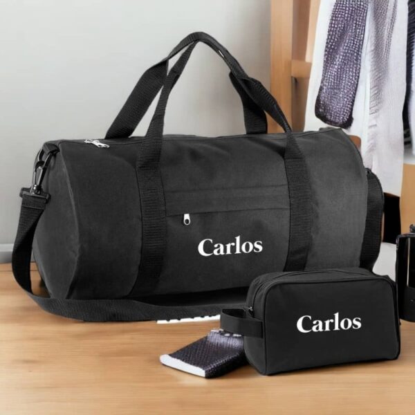 Pack Bolsa Deporte y Neceser Negro Personalizados