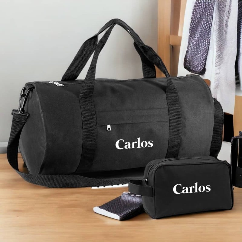 Pack Bolsa Deporte y Neceser Negro Personalizados