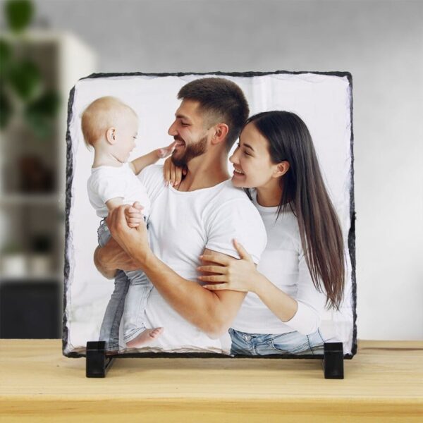 Piedra Pizarra Cuadrada con Foto 19 X 19 cm.