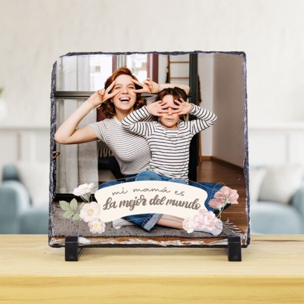 Piedra Pizarra Cuadrada con Foto para Mamá