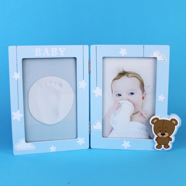 Portafotos personalizado para bebé con huella...