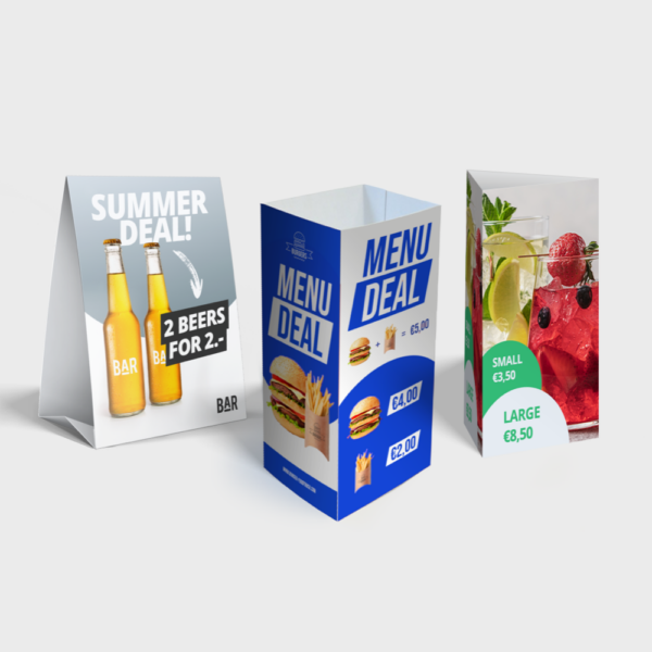 Carteles de mesa plegables