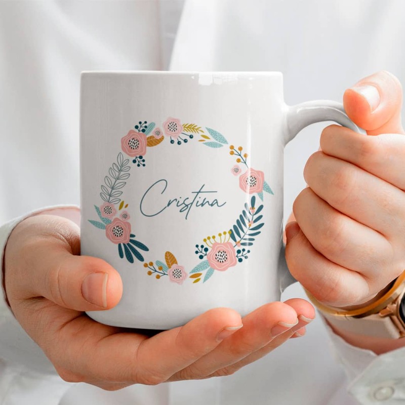 Taza con Nombre Floral