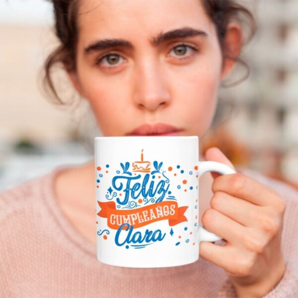 Taza personalizada con nombre Feliz Cumpleaños